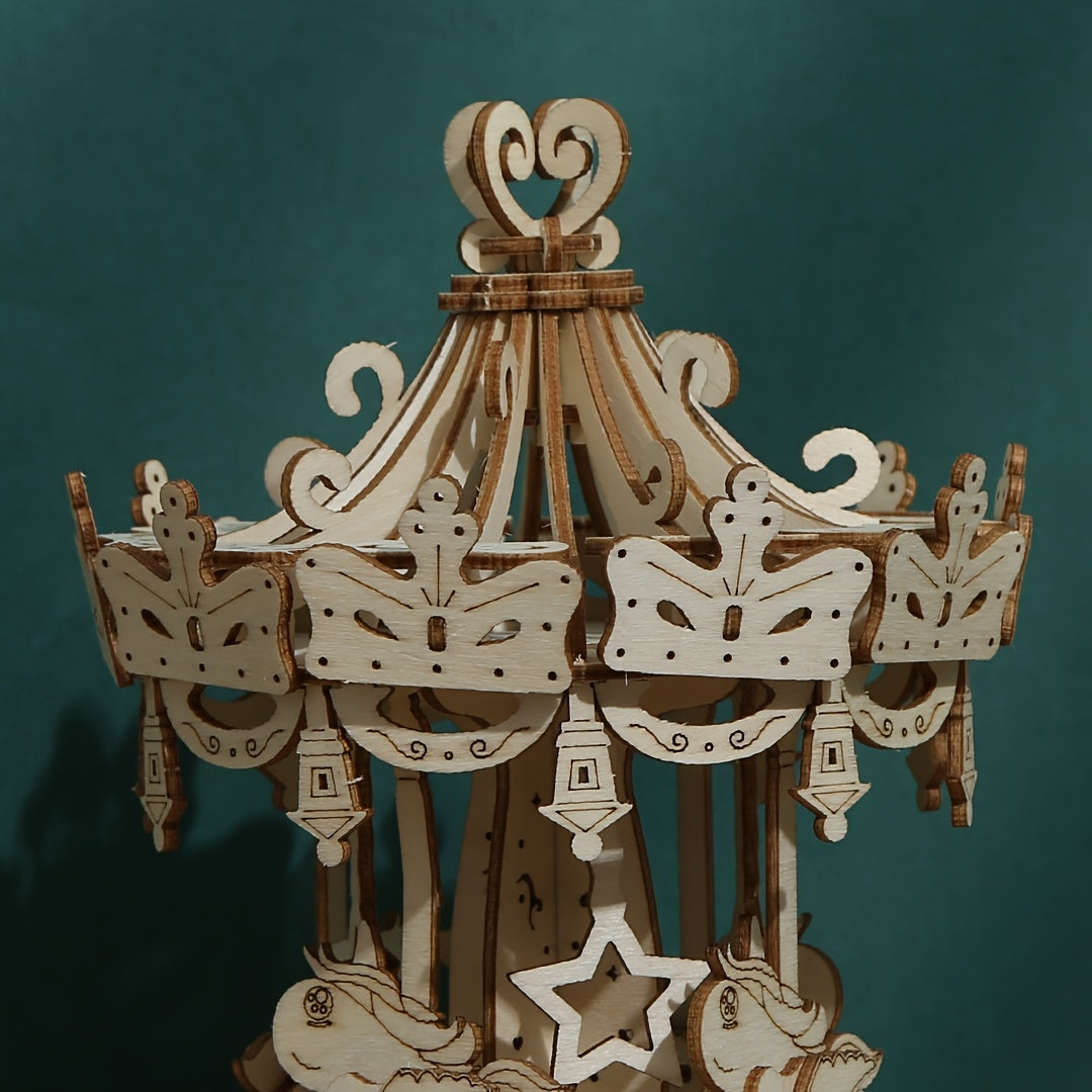DIY Carousel 3D Wooden Puzzle Model Crafts