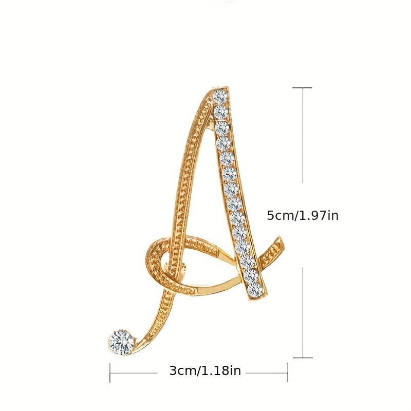 Faux Diamond 26 Letter Brooch Pin Bracelet for Men
