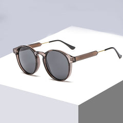 Round Frame Sunglasses Cat Eye Metal Temple Polarized UV400