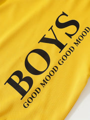 2pcs Boys GOOD MOOD Long Sleeve Sweatshirt & Sweatpants Set