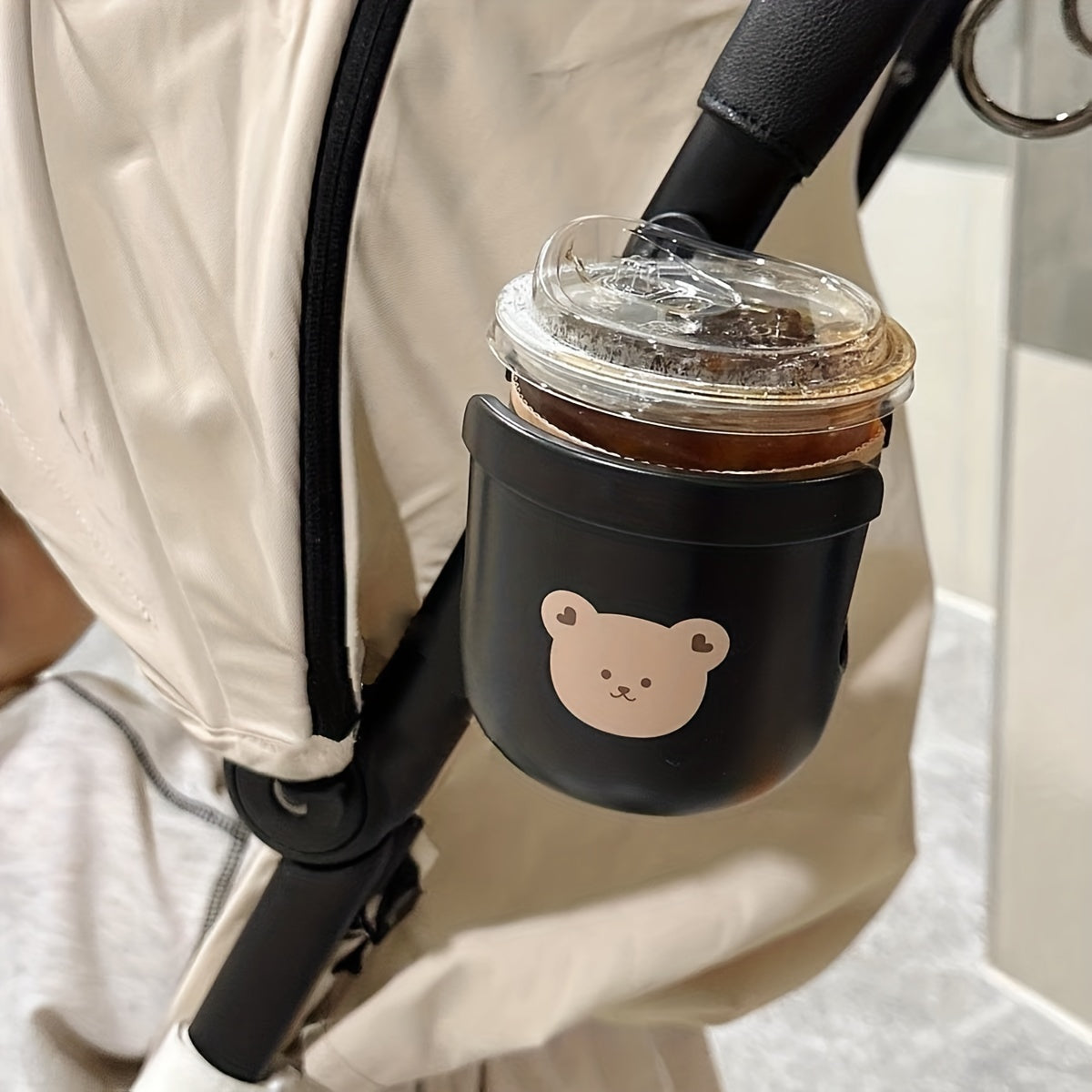 Bear Baby Stroller Bottle Rack - Securely Hold Bottles & Phone