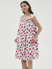 Strawberry Print Lounge Robe Warm & Bow Lounge Robe