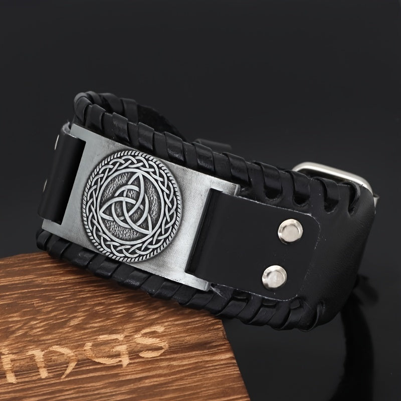 Viking Totem Bracelet Retro Triangle Logo Faux Leather
