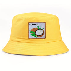 Coconut Embroidered Bucket Hat Unisex Sunshade Reversible Cap