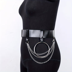  PU Leather Belt Punk Tassel Waistband Harness Belt With Chain