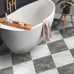 Marble Grid Pattern Tile Sticker Waterproof Floor