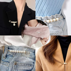 Faux Pearl Brooch for Women Rhinestone Shawl Pin Clip