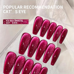 Ruby Red Glitter Magnetic Gel Nail Polish Cat Eye Finish
