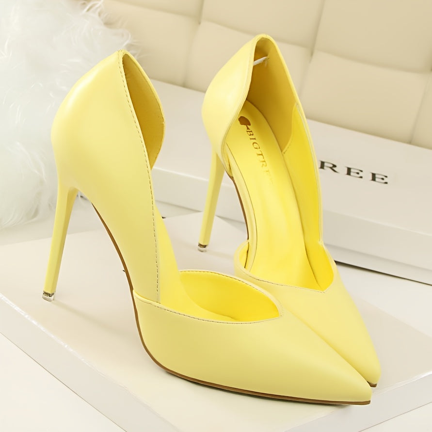 Women's Side Cut out High Heels Pointed Toe Stiletto Heels