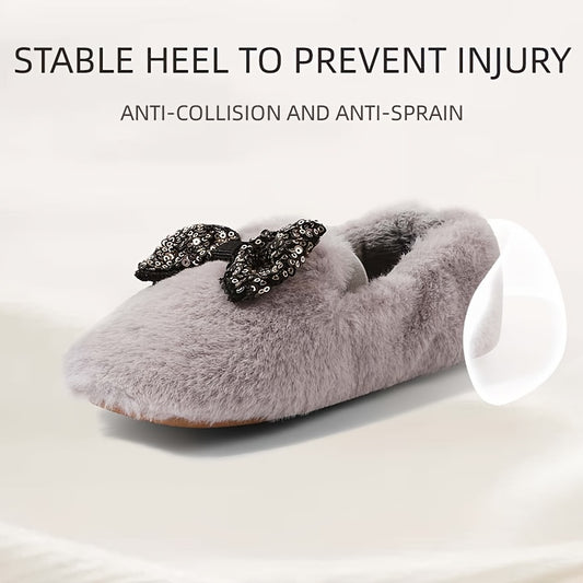 TARANIS Furry Slip On Walking Shoes For Girls Soft Warm Flat Shoes