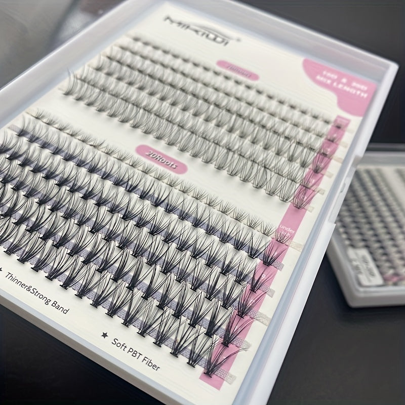 240pcs 10D 20D Cluster Lashes DIY Eyelash Extension C Curl Faux Mink 8-12mm
