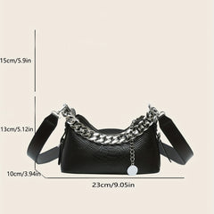 Y2K Chain Baguette Bag Crocodile Embossed Handbag Women's Small Crossbody Purse