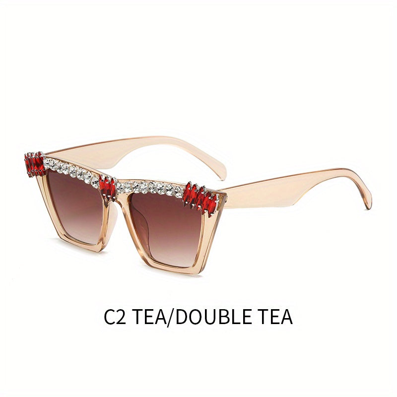 Y2K Rhinestone Cat Eye Sunglasses UV400 Sun Shades