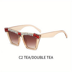 Y2K Rhinestone Cat Eye Sunglasses UV400 Sun Shades