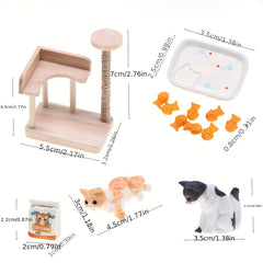 Wooden Cat Climbing Frame with Jute Scratching Reversible Cat Tree