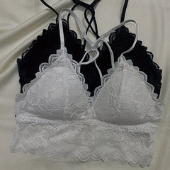 2pcs Lace Bralettes Scallop Trim Everyday Bra Women's Lingerie