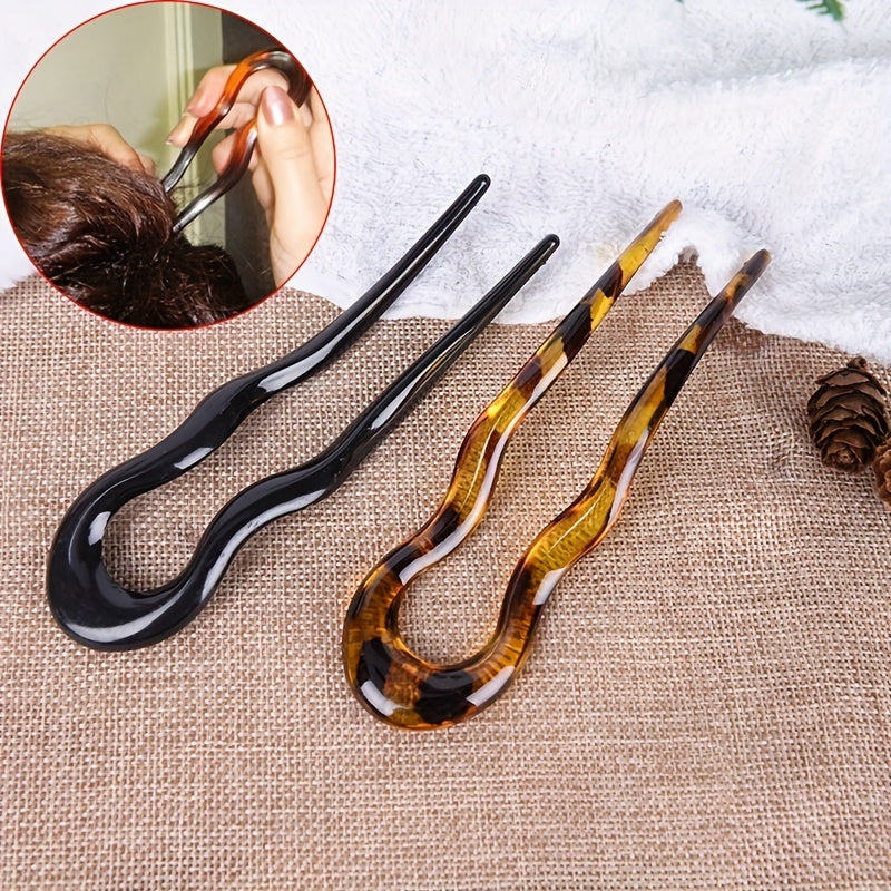 Vintage Resin U Hairpin Ponytail Holder Hair Accessories