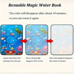 16pcs Magic Water Coloring Books with Water Pens - Educational Doodle Sketchbook