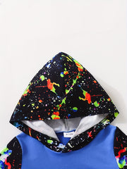 Baby Boy's Graffiti Print Triangle Hoodie Romper & Pants