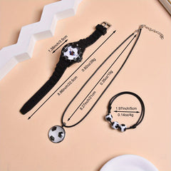 3pcs Boys Soccer Quartz Watches Set - Silicone Belt Sport Wristwatch