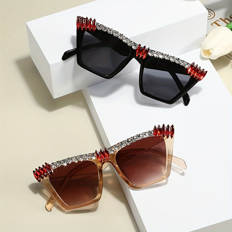 Y2K Rhinestone Cat Eye Sunglasses UV400 Sun Shades