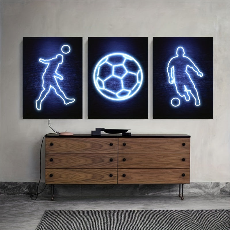 Modern Art Neon Football Player Canvas Poster
