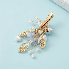 Glitter Metal Flower Hair Clip Crystal Beaded Bridal Hair Clip