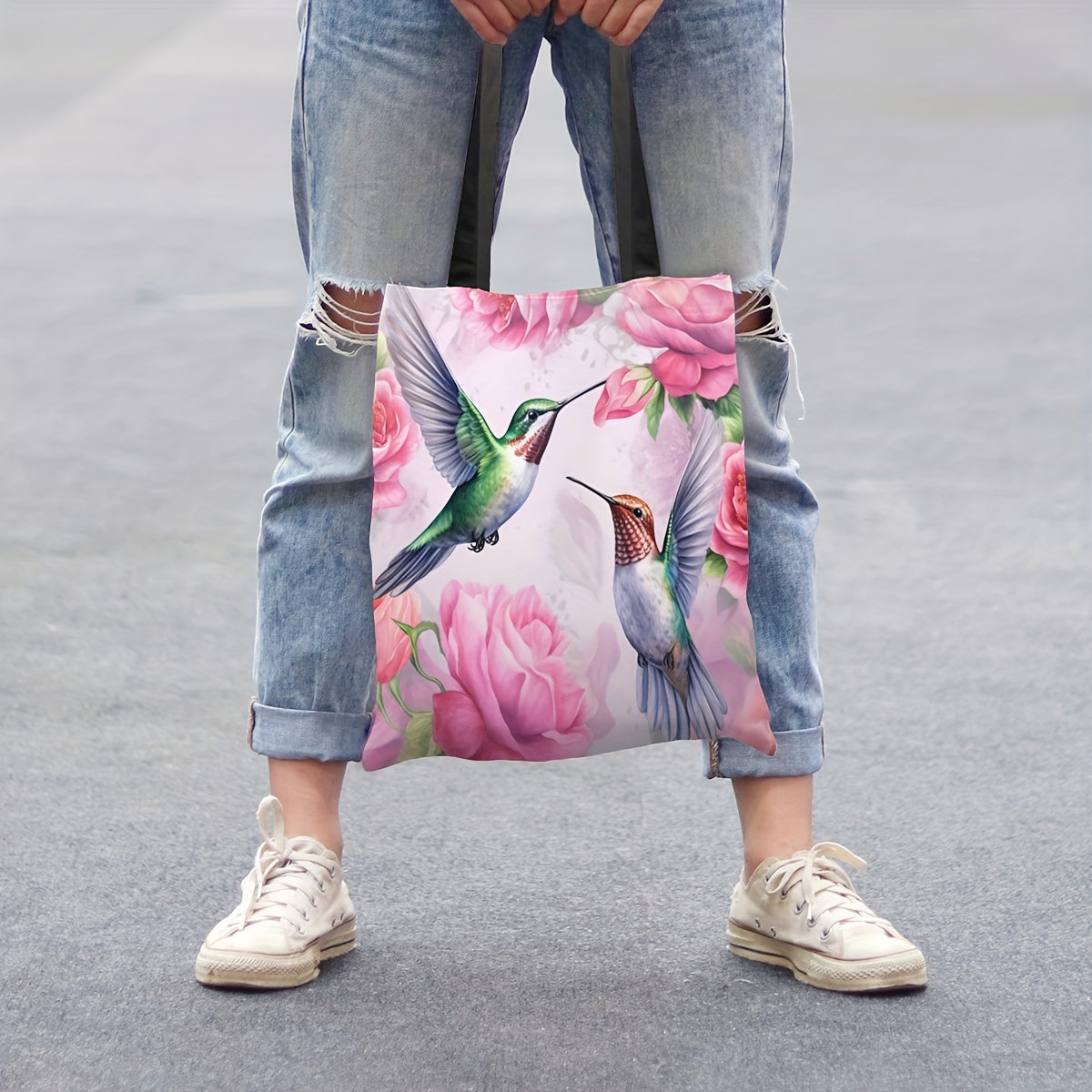 Roses & Hummingbird Printed Shoulder Bag Lightweight & Versatile