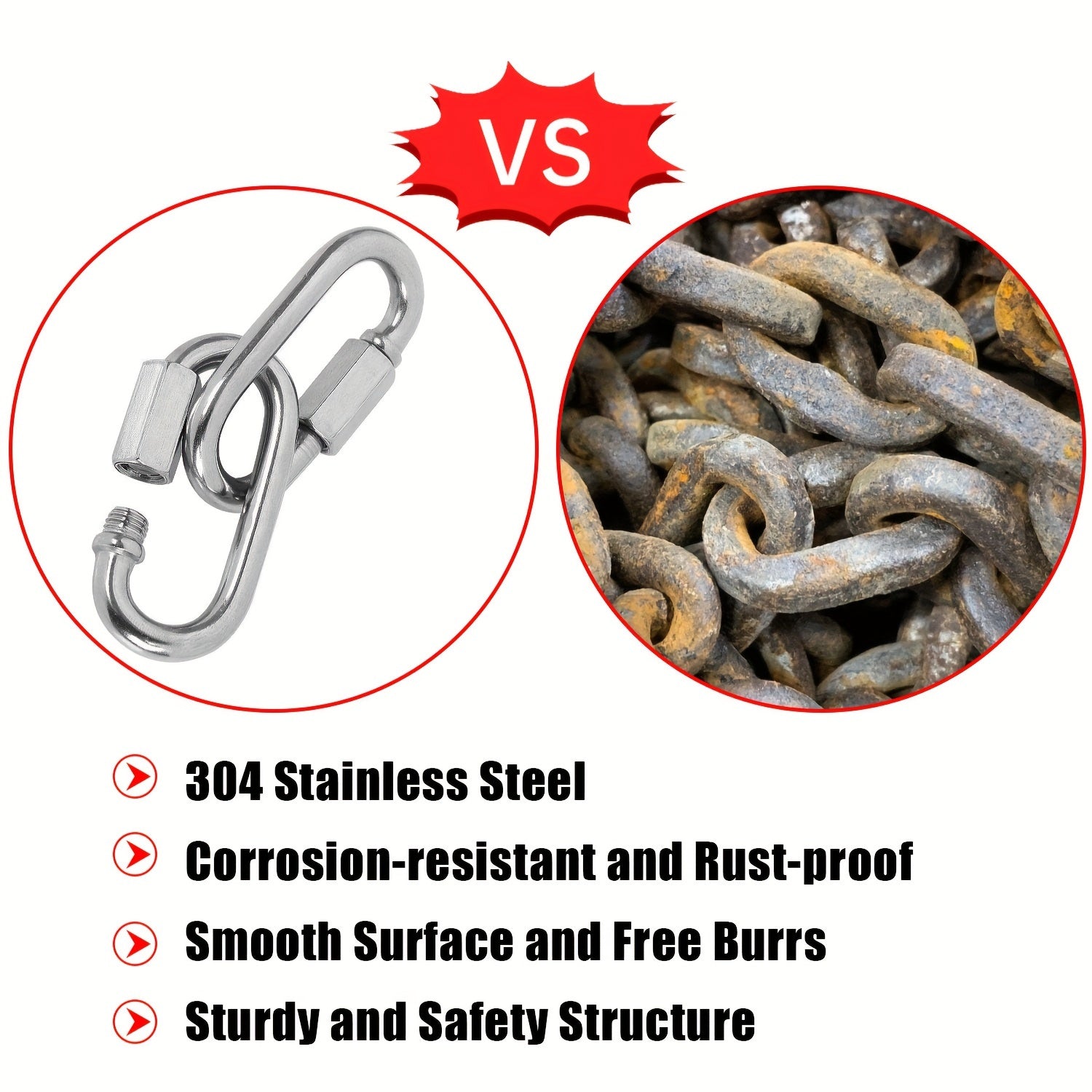 3pcs D Ring Carabiner Clip Stainless Steel Chain Locking Carabiner Keychain