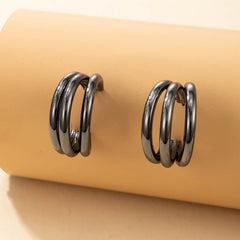 Triple Hoop Earrings Chunky Tube Earrings For Women 1Pair