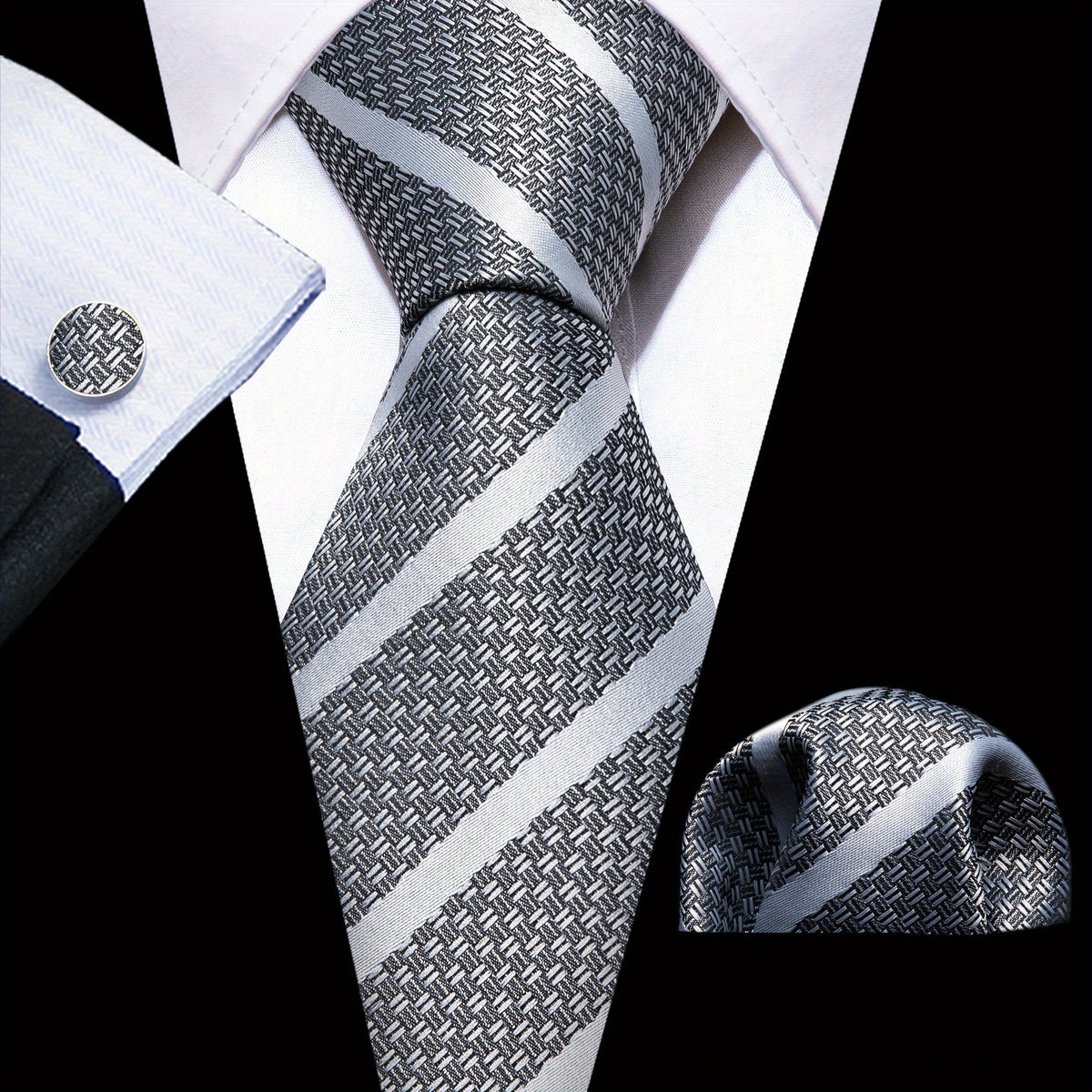 Men's Diagonal Striped Jacquard Tie Set