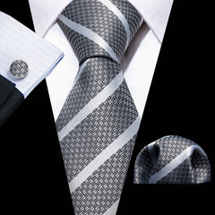 Men's Diagonal Striped Jacquard Tie Set