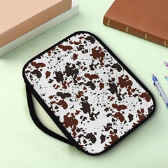 Brown Cow Print Bible Cover for Women with Handle, Zippered Pocket