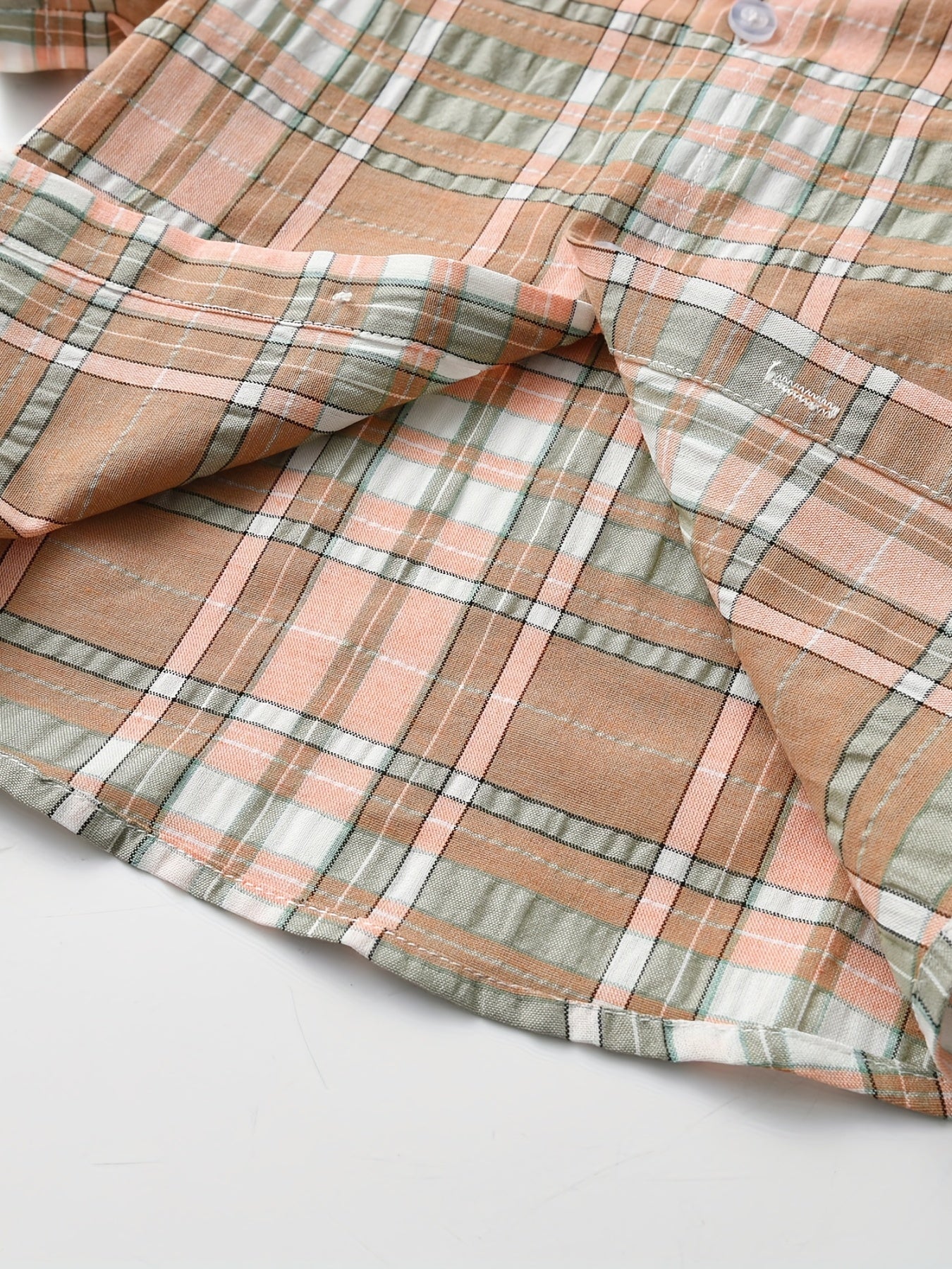 Boys Plaid Short Sleeves Shirt Preppy Style For Summer Kids Clothes