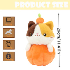 XL Pumpkin Cat Plush Toy Halloween Soft Stuffed Kitten Fluffy Body Plush Animal