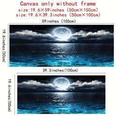 Modern Ocean & Night Moon Canvas Painting - Interior Decoration