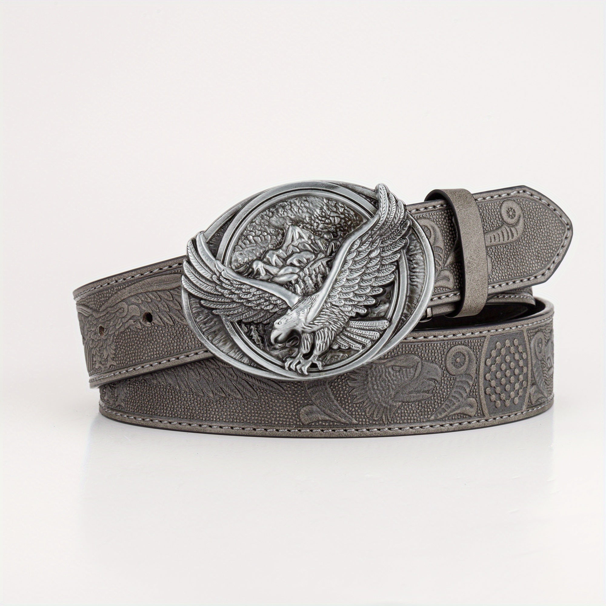 Eagle Wing Embossed Men's Belt High end Rock PU Leather Belt