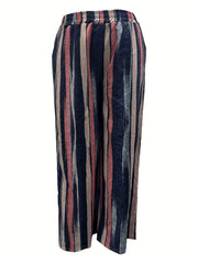  Elastic High Rise Wide Leg Trousers With Pockets
