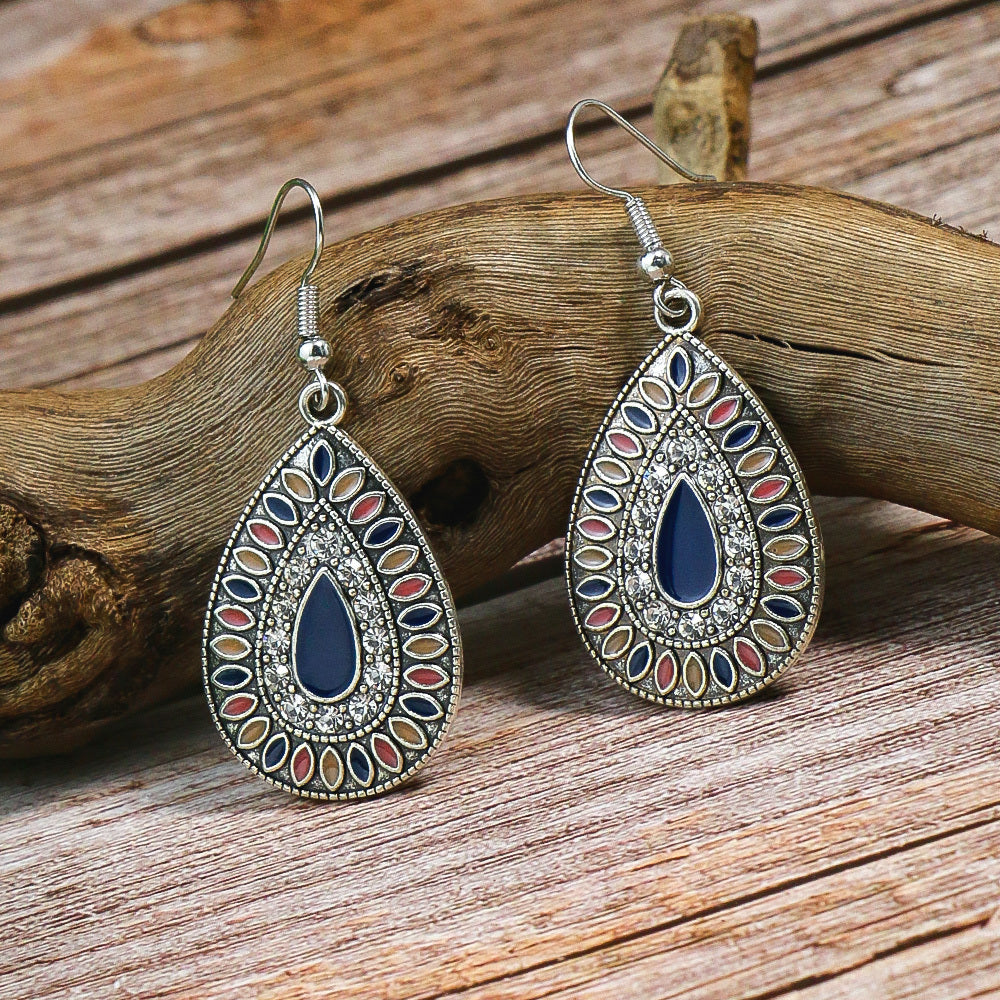 Vintage Geometric Earrings Rhinestone Boho Ear Jewelry Gift