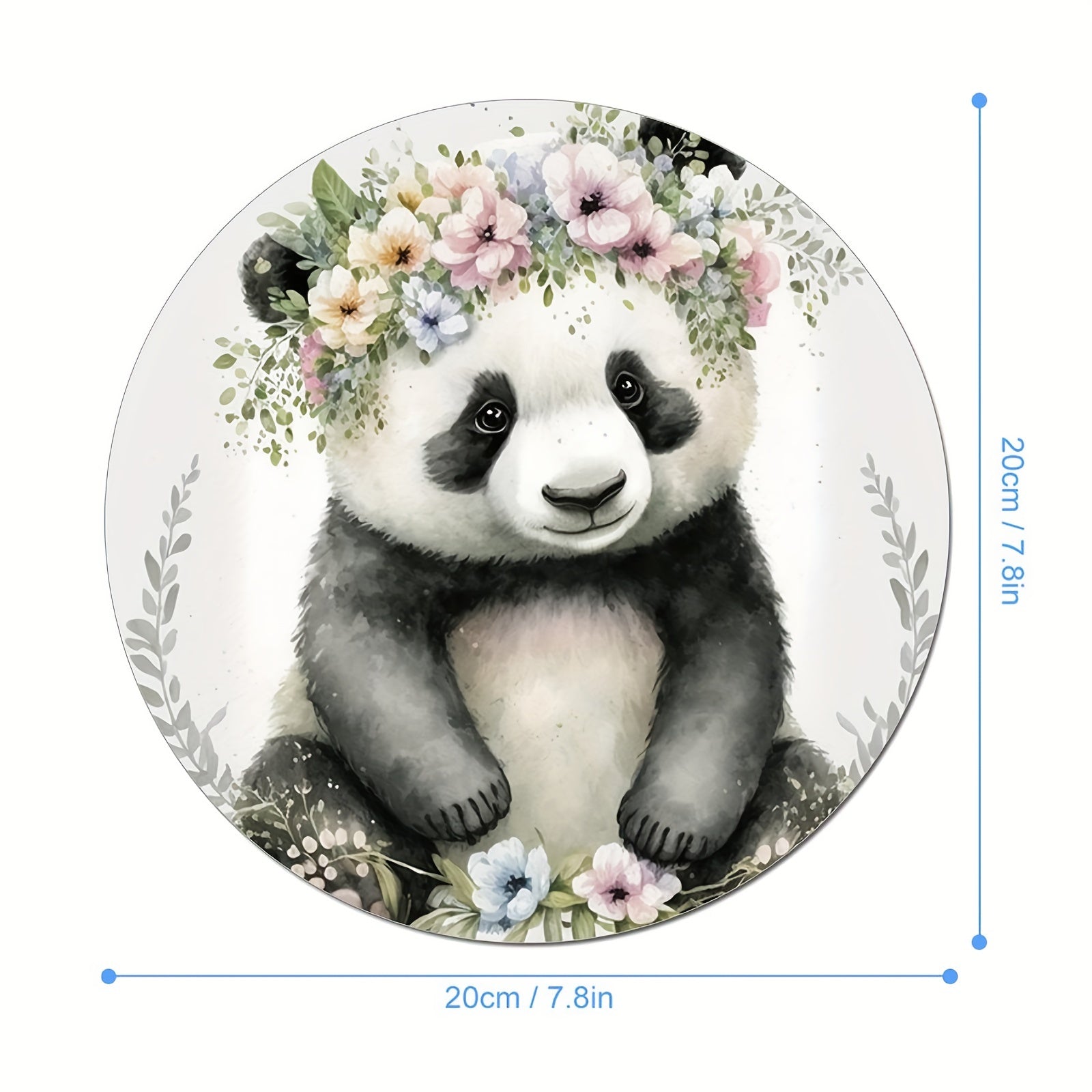 Panda Round Mouse Pad Non Slip Rubber Base Small Size 7.87 X 7.87 X 0.1inch