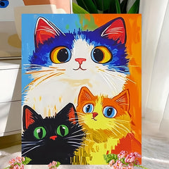 DIY Three Cats Digital Painting Kit for Adults - Home Decoration Gift