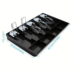 Metal Clip Cash Register Drawer Tray 5 Bills 4 Coins Holders