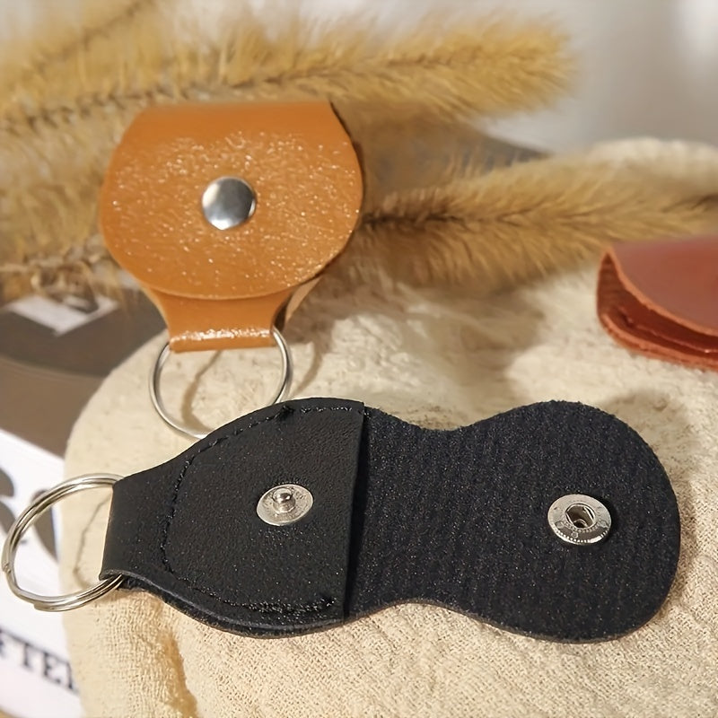 Guitar Pick Case PU Leather Clip Keychain Portable Bag Music Instrument