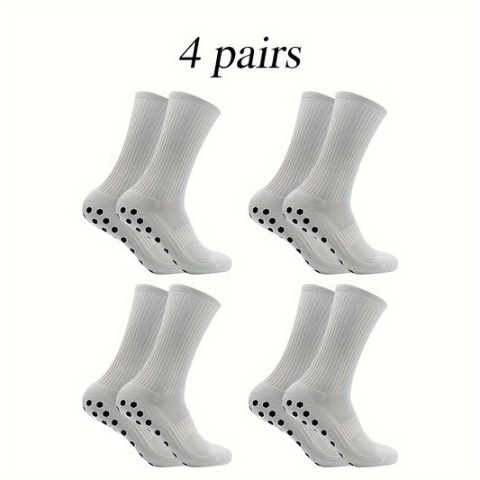 4 Pairs Non Slip Soccer Socks Breathable Crew Socks