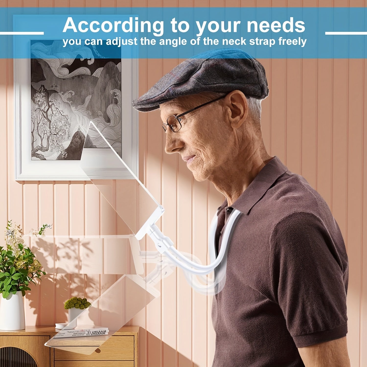 5X Hands-Free Magnifying Glass for Seniors Large Full Page View
