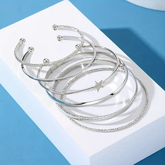Hip Hop Style Stackable Bangle Bracelet Set For Women