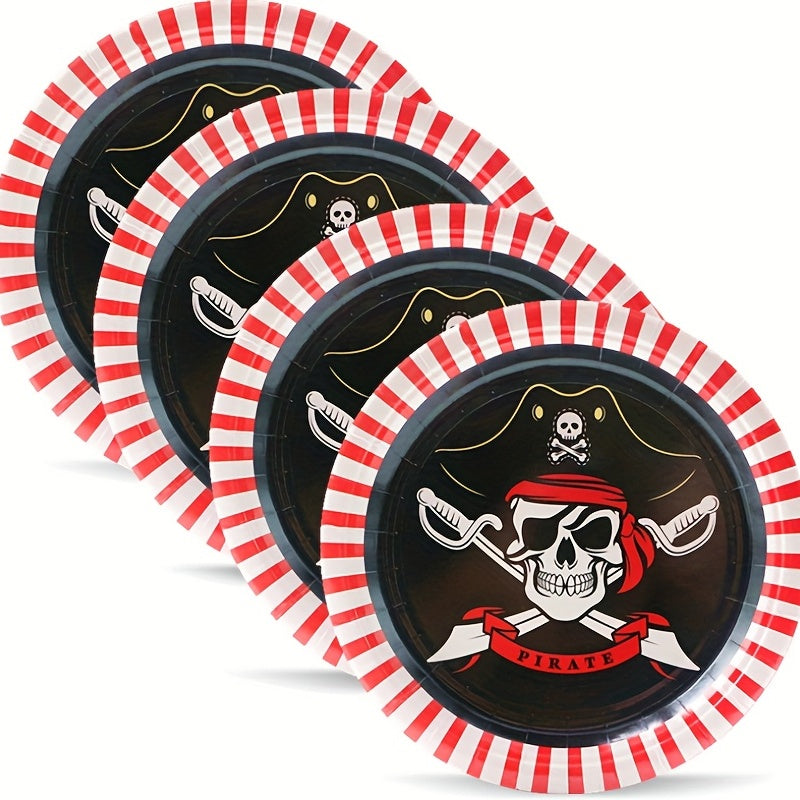 20pcs 17 Party Paper Plates Pirate Theme Party Tableware Set