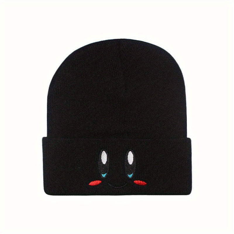 Smiling Face Eyes Embroidery Woolen Hat for Men