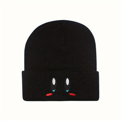 Smiling Face Eyes Embroidery Woolen Hat for Men