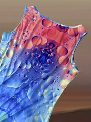  Bubble Print Notched Neck Tank Top